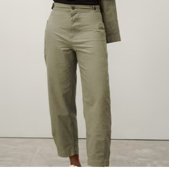 Everlane The Fatigue Barrel Pants Organic Cotton Linen Blend Pants 10 Sage Green - Picture 2 of 5